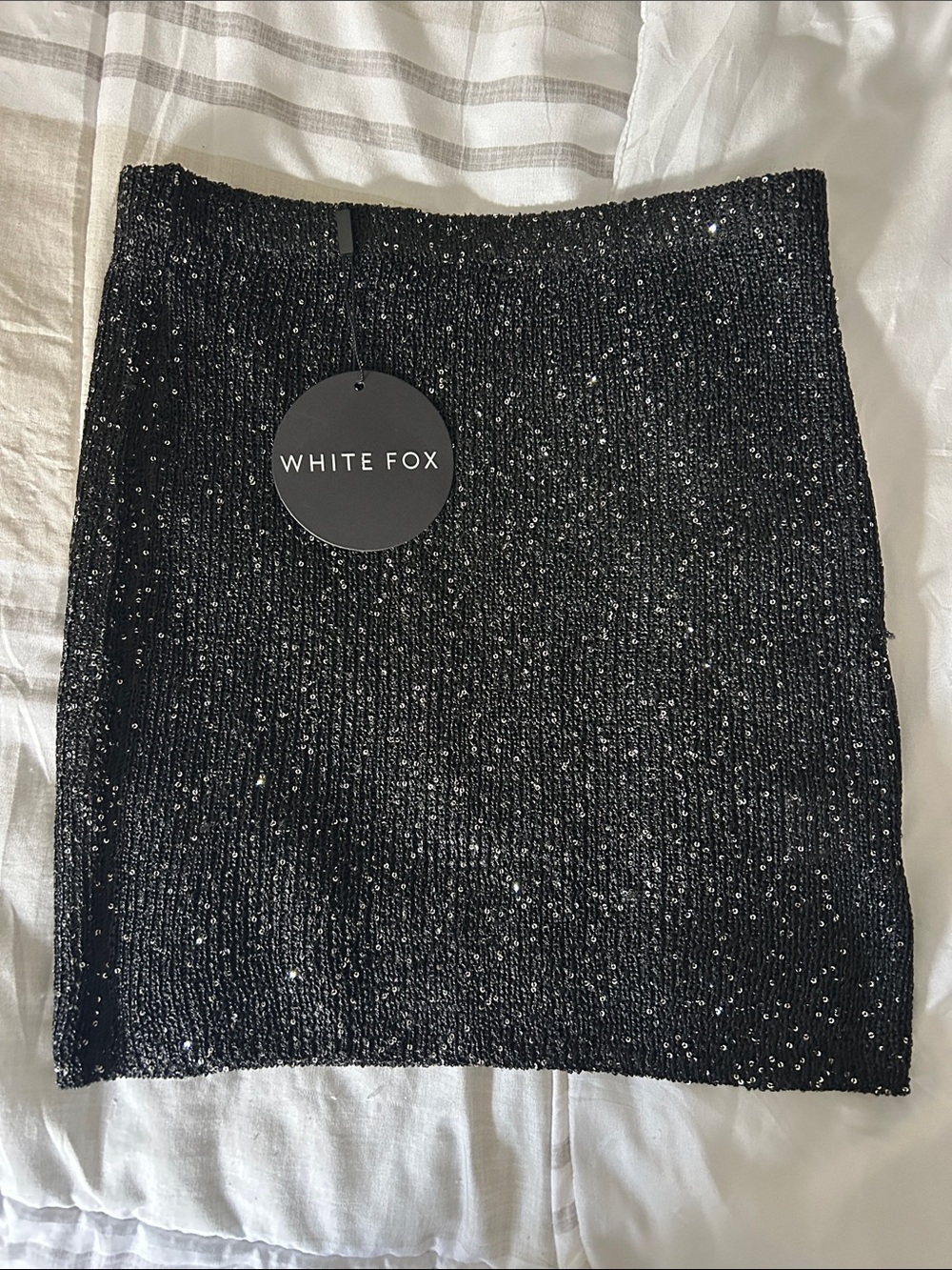 White Fox Boutique Black Sequin Mini Skirt